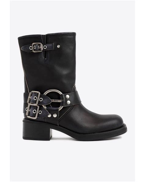 miu miu black ankle boots|miu biker boots.